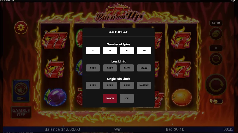 777 Burn 'Em Up Schermafbeelding