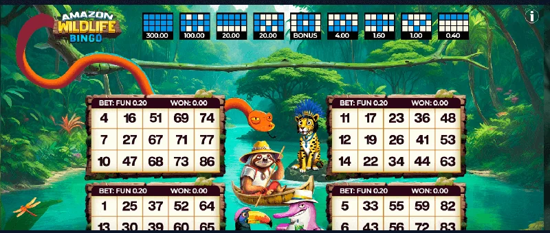 Amazon Wildlife Bingo Schermafbeelding