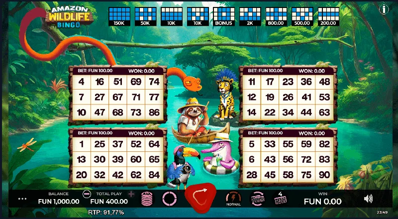 Amazon Wildlife Bingo Schermafbeelding