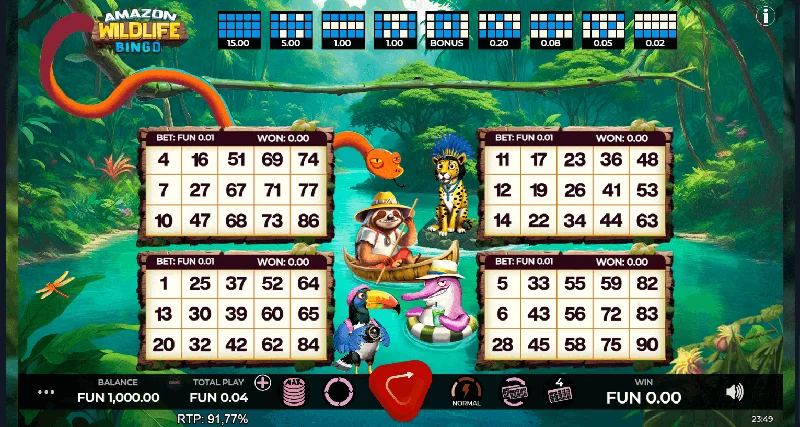 Amazon Wildlife Bingo Schermafbeelding