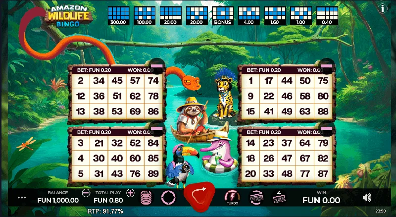 Amazon Wildlife Bingo Schermafbeelding