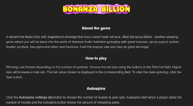 Bonanza Billion Schermafbeelding